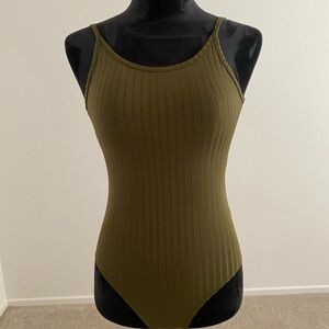Sleek Olive Ribbed Bodysuit